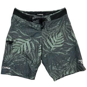 Da Hui Garden Board Shorts Men Green Floral‎ Sz 32